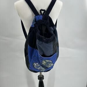 Vintage Rare Betty Corduroy Patchwork Top Cinch Retro Backpack